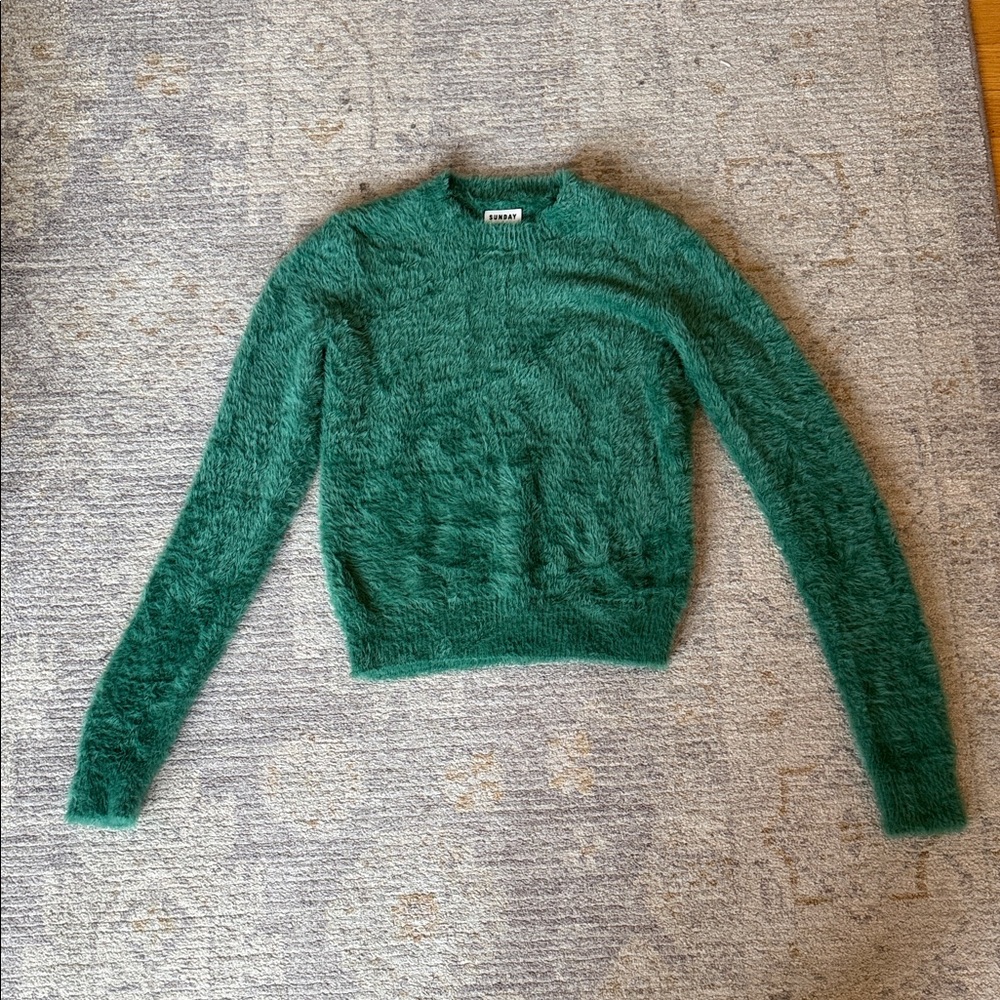 Sunday Best Fuzzy Teal Sweater